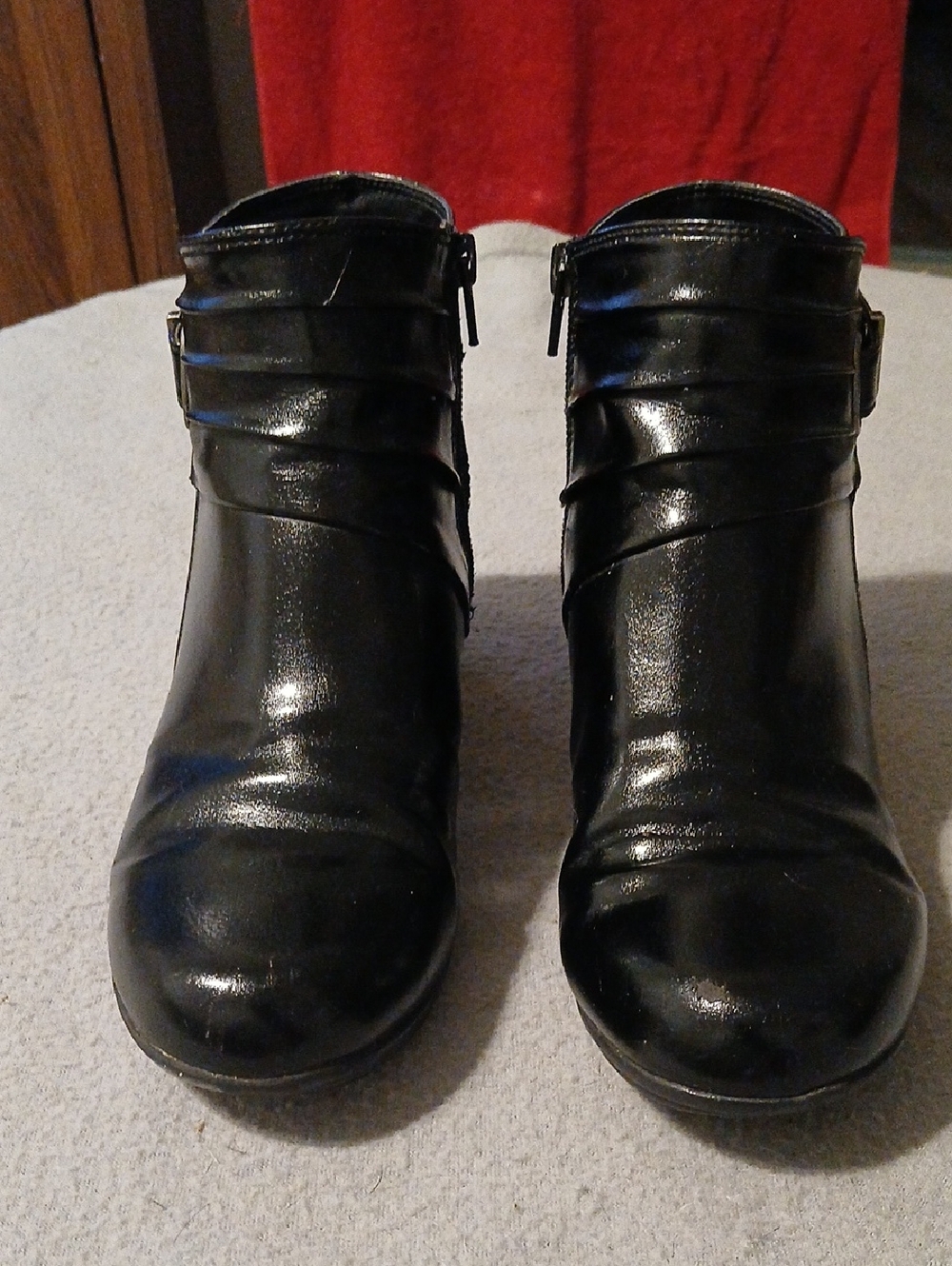 Black Women's Ankle Booties with Side Buckle